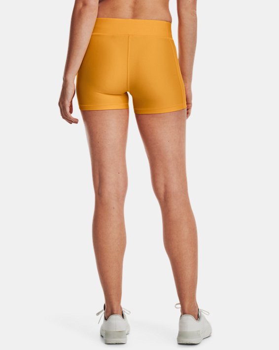 Damen HeatGear® Armour Shorts mit mittelhohem Bund, Yellow, pdpMainDesktop image number 1